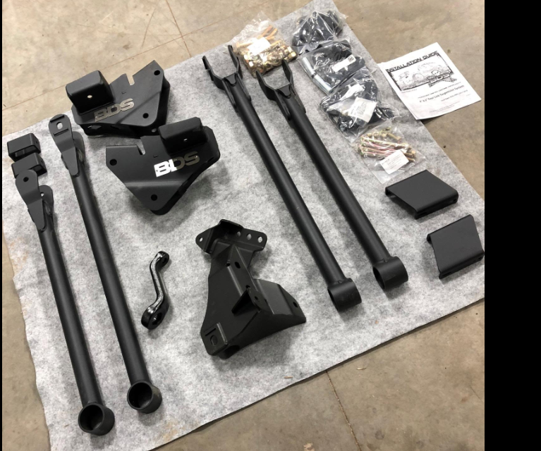 BDS lift kit components laid out