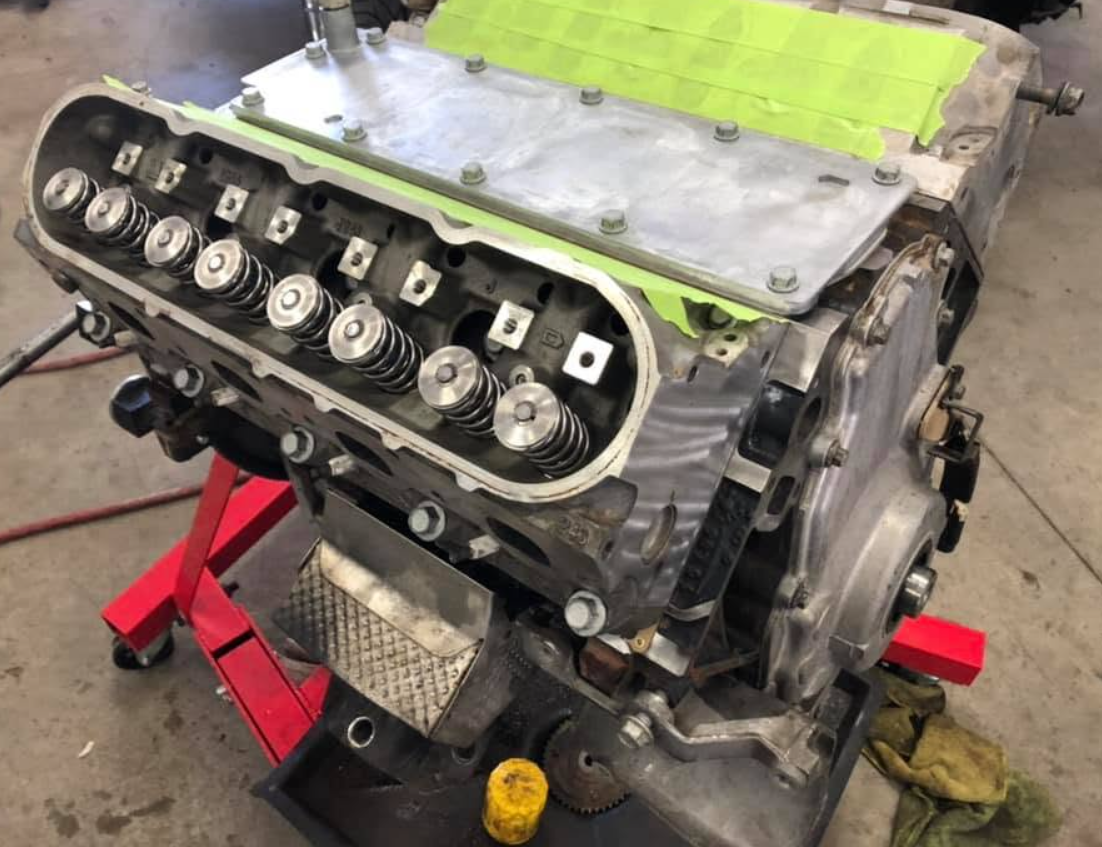 Engine cylinder head during assembly